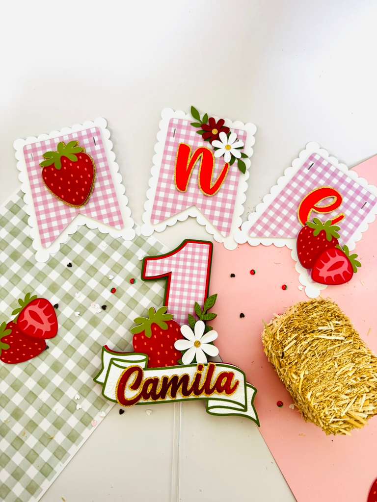strawberry picnic birthday cake topper strawberry picnic birthday cake topper