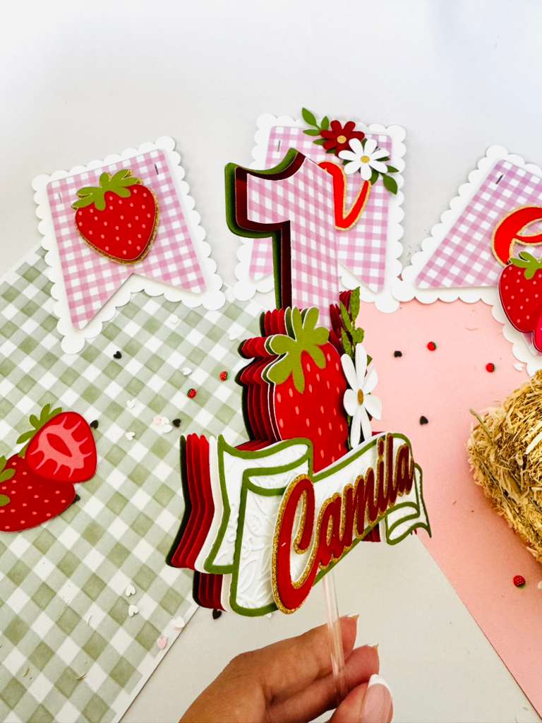 strawberry picnic birthday cake topper strawberry picnic birthday cake topper