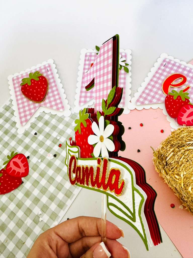 strawberry picnic birthday cake topper strawberry picnic birthday cake topper