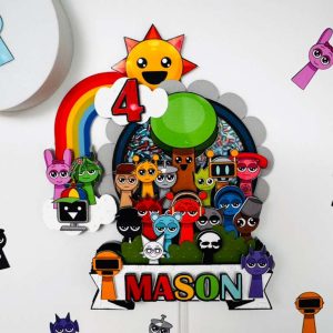 Sprunki Dandy's World Cake Topper