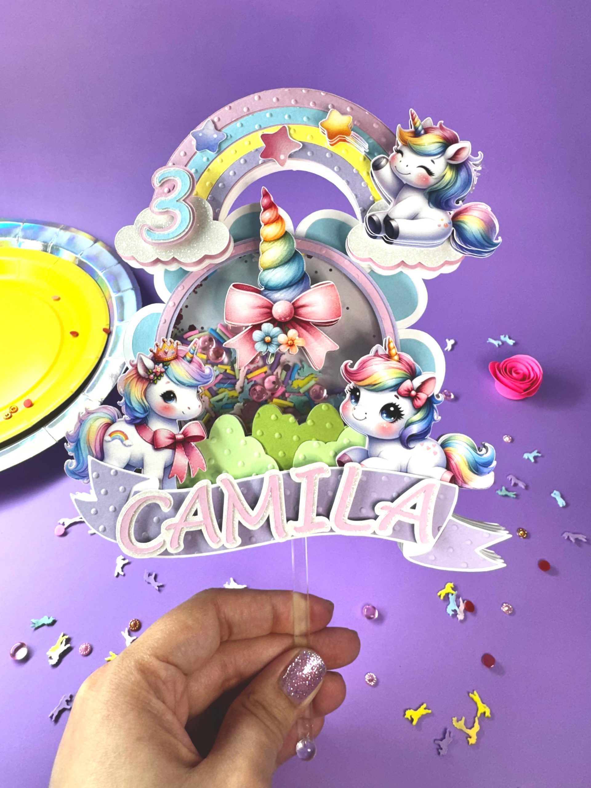 personalized unicorn shaker cake topper with led light – magical girl birthday decoration personalized unicorn shaker cake topper with led light – magical girl birthday decoration