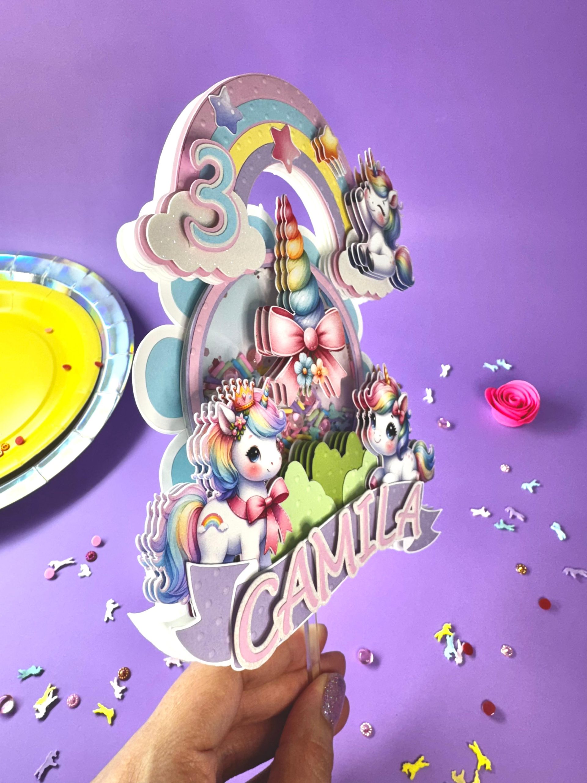 personalized unicorn shaker cake topper with led light – magical girl birthday decoration personalized unicorn shaker cake topper with led light – magical girl birthday decoration