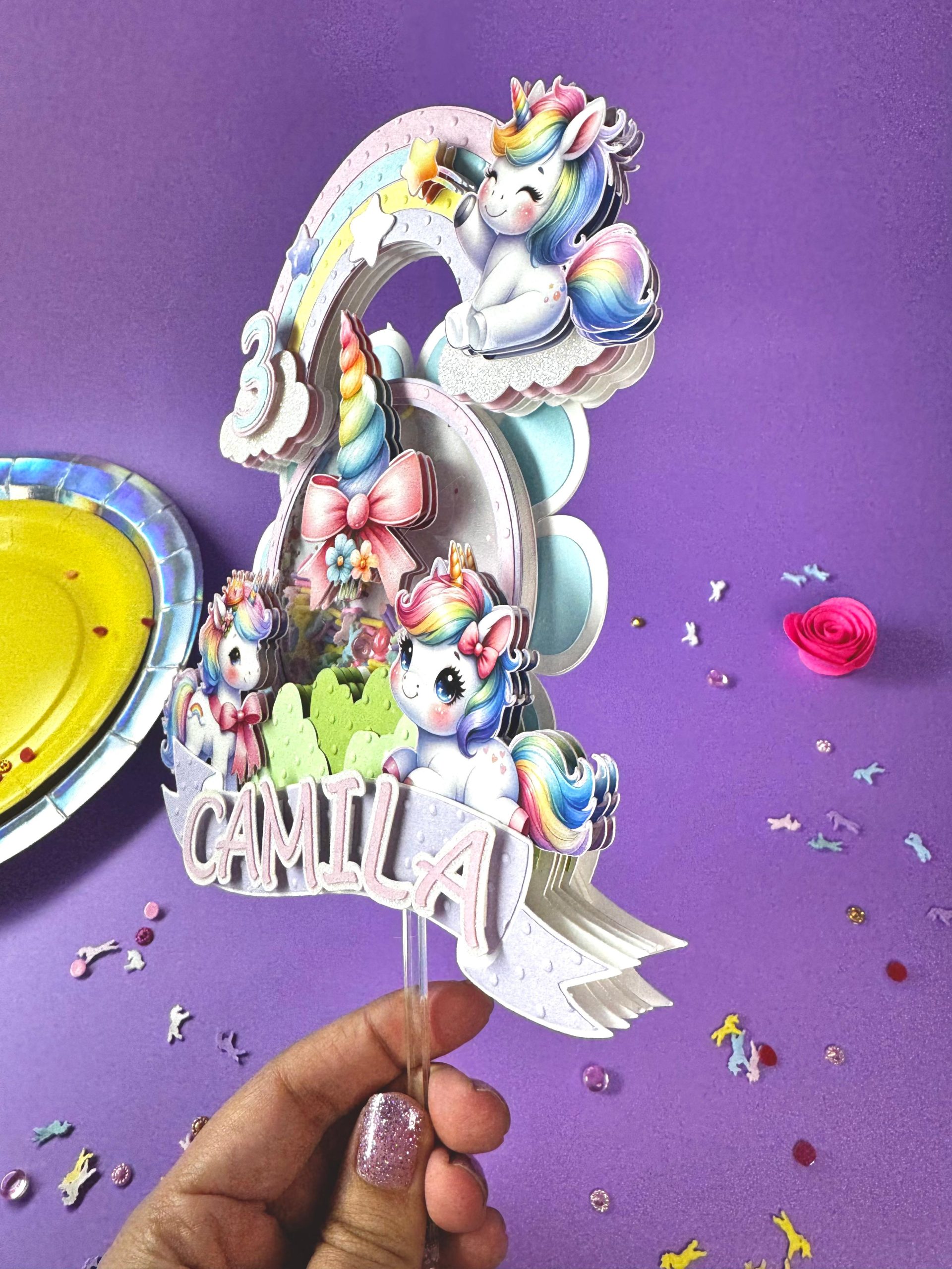 personalized unicorn shaker cake topper with led light – magical girl birthday decoration personalized unicorn shaker cake topper with led light – magical girl birthday decoration