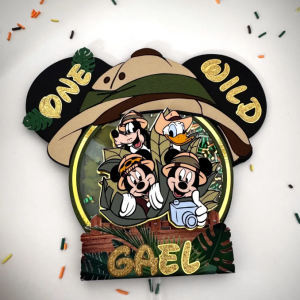 personalized safari mickey mouse shaker cake topper – jungle birthday decoration for boy or girl safari jungle theme party decoration