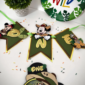 mickey mouse safari one banner | mickey mouse safari party decor | mickey mouse safari high chair banner